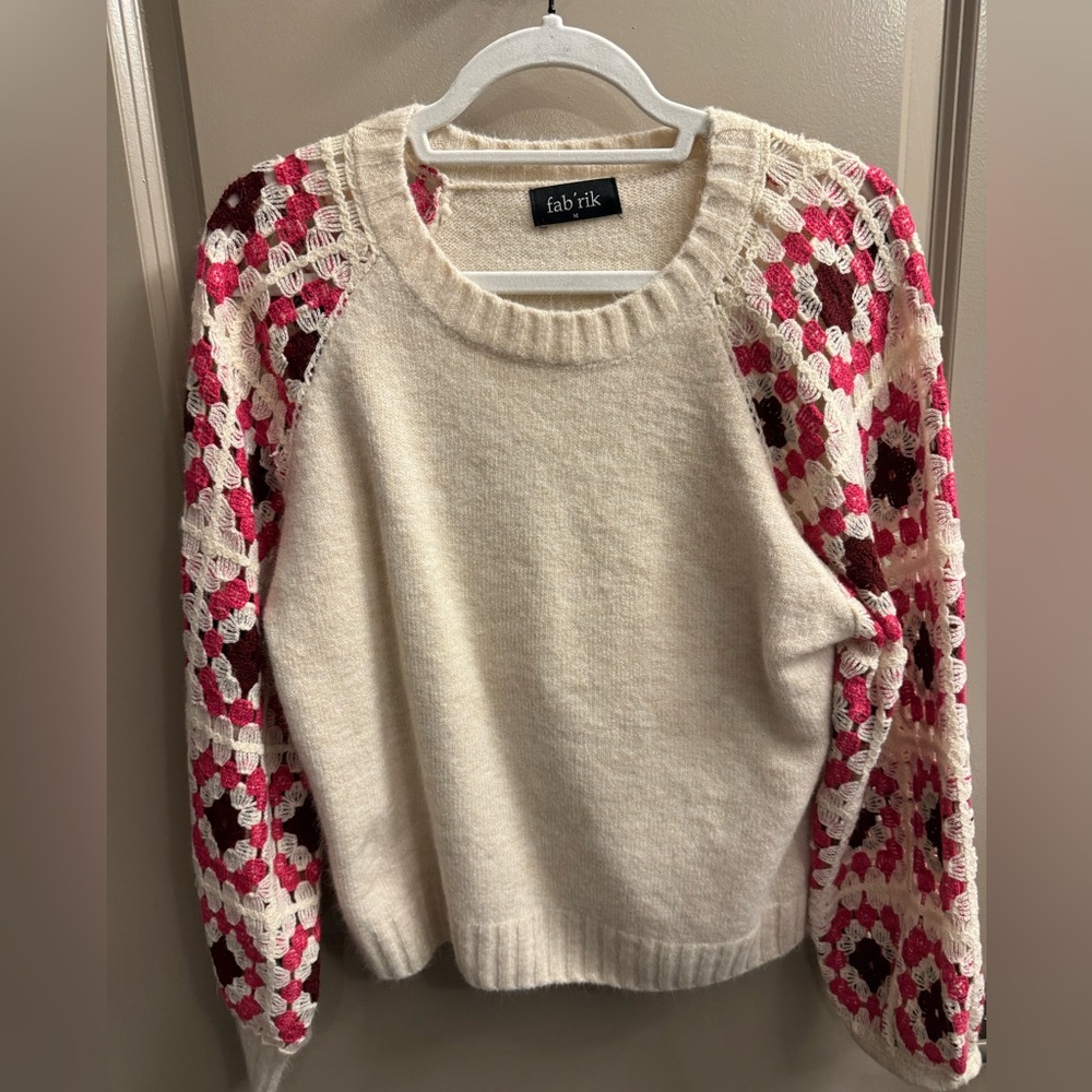 Size medium lace sleeve sweater